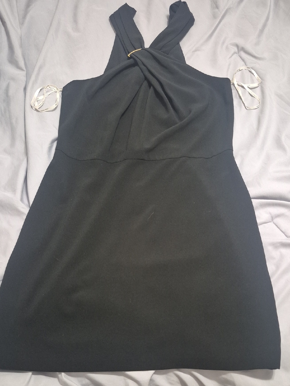 Halston Heritage Black Front Twist Halter Dress Size 8